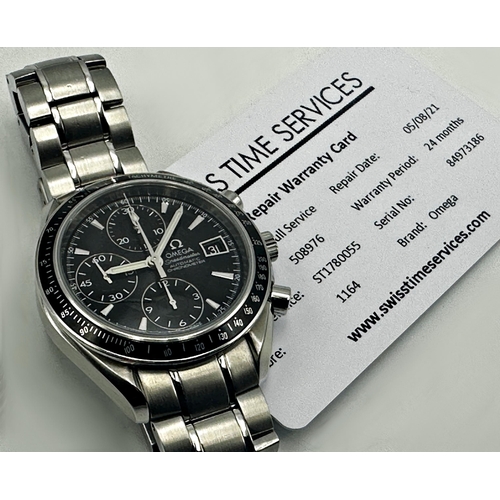 1034 - Omega Speedmaster Automatic Chronometer stainless steel gents watch, 40mm case, black dial with thre... 