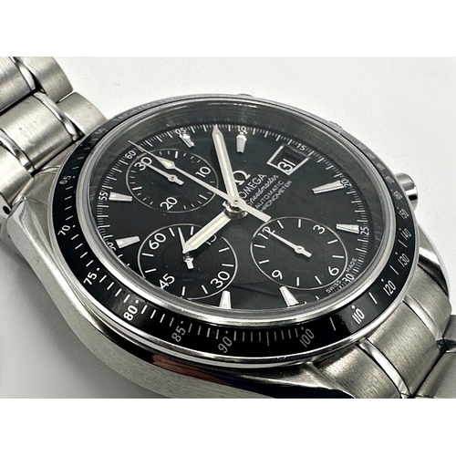 1034 - Omega Speedmaster Automatic Chronometer stainless steel gents watch, 40mm case, black dial with thre... 