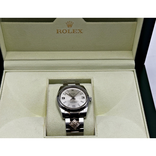 1036 - Rolex Air King 114200 'Domino's' Automatic stainless steel gents watch 35mm case, silver dial with b... 