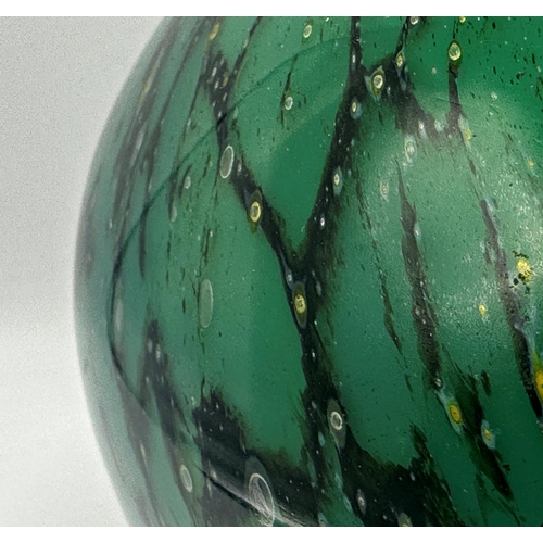 2203 - WMF Ikora lamp probably by Karl Wiedmann, mottled green glass baluster lamp, 28cm high