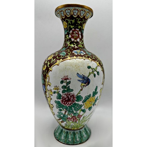 218 - Late 19th century Canton cloisonne baluster vase with a group of further Eastern items, crackle glaz... 