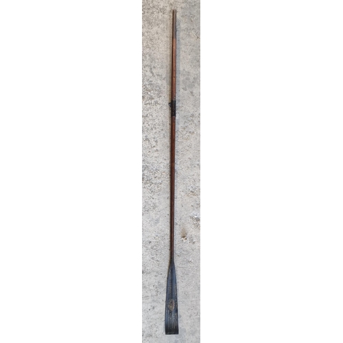 2456 - Late Victorian Cambridge college rowing oar with hand painted paddle, with Trinity 4 Bumps inscripti... 