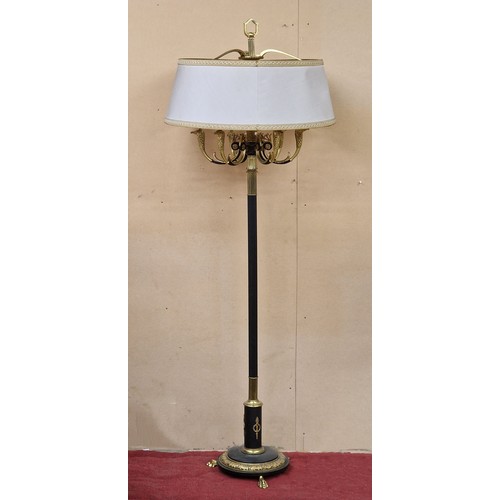 2230 - Exceptional quality French cast metal six branch lamp standard, with gilt eagle head sconces, Corint... 