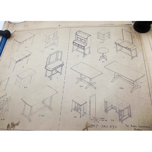 53 - The estate of Peter & Joy Evans of Whiteway, Stroud - Collection of workshop drawings of furniture d... 