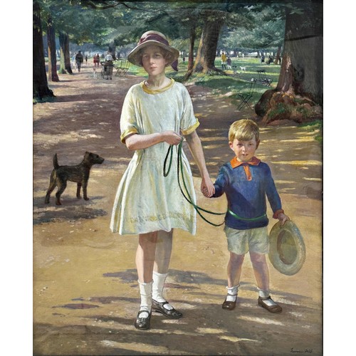 2499 - Francis H Dodd (1874-1949) - Portrait of Master John Hall with a Girl in St. James' Park, signed, 'Y... 