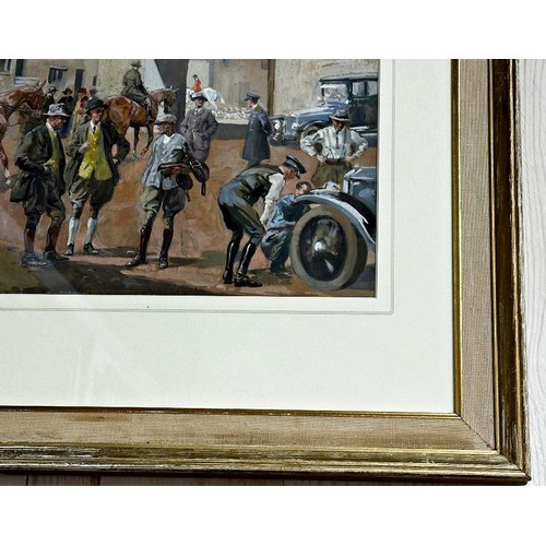 2503 - Lionel Edwards (1878-1966) - Hunt Meet, signed and dated '23, watercolour and gouache, 35 x 50.5cm, ... 