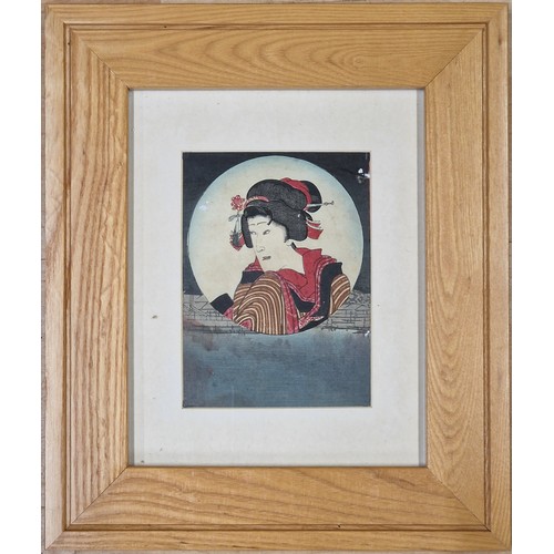 2252 - Two antique Japanese woodblock prints on rice paper, 37 x 24cm and 20 x 15cm respectively, framed (2... 