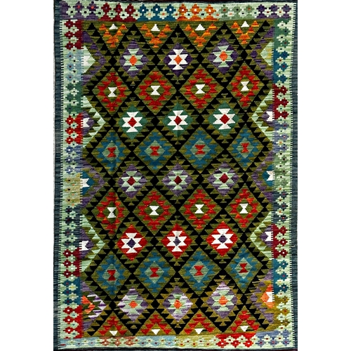 1415 - Colourful large Maimana Kelim or Kilim rug. Measures 241 x 169cm