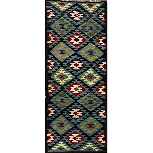 1418 - Colourful Maimana Kelim or Kilim runner. Measures 204 x 68cm