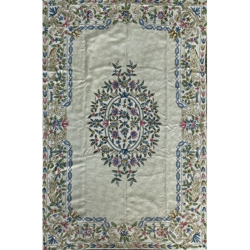 1419 - Kashmiri hand stitched wool chain rug or hanging. Measures 183 x 122cm