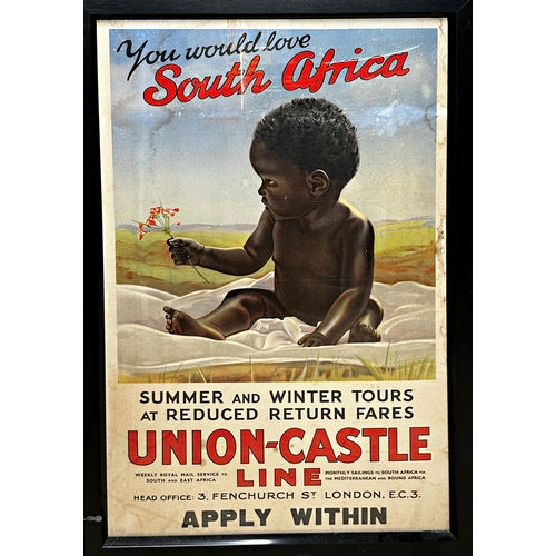 373 - Advertising - 'You Would Love South Africa', Union Castle Line poster, 101 x 63cm, framed