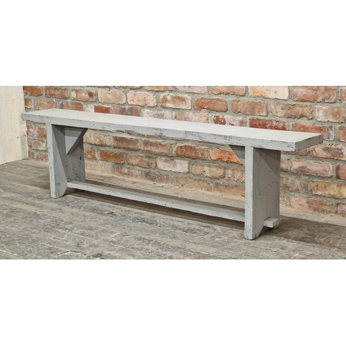 1217 - 19th century French painted rustic but sturdy Country House bench, 46 x 170cm