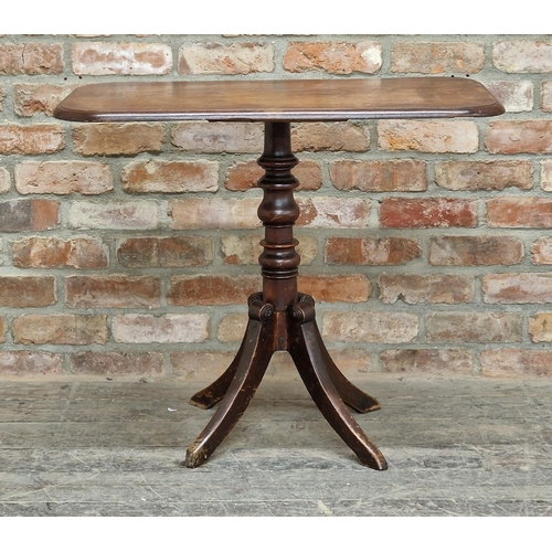 1225 - 19th century mahogany side table, the turned column raised on a quadrupled base with swept supports,... 