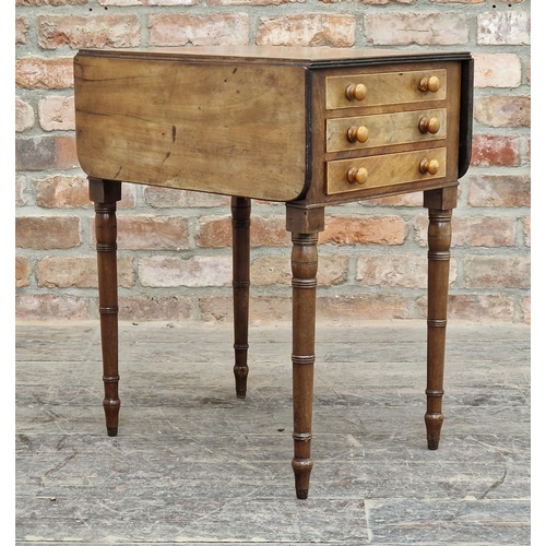 1246 - Regency mahogany Pembroke/worktable fitted with three real and three dummy drawers raised on turned ... 