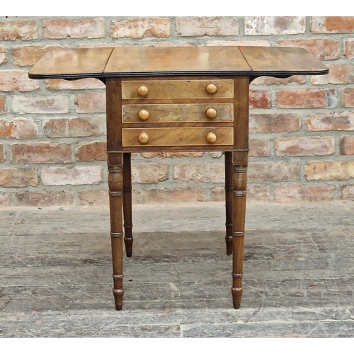 1246 - Regency mahogany Pembroke/worktable fitted with three real and three dummy drawers raised on turned ... 