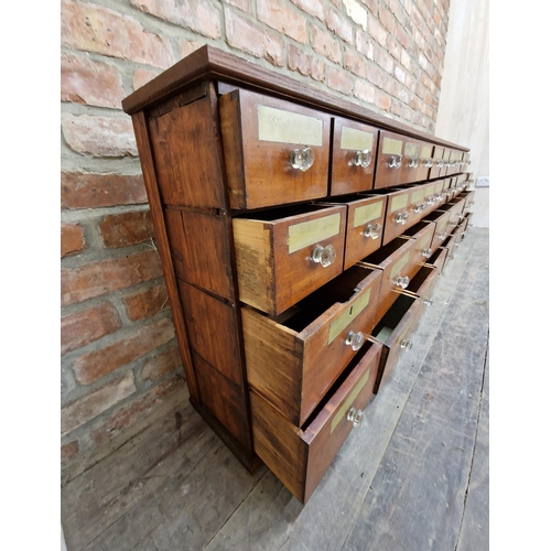 1275 - Incredible 19th century mahogany apothecary bank of drawers, comprising forty drawers in total each ... 