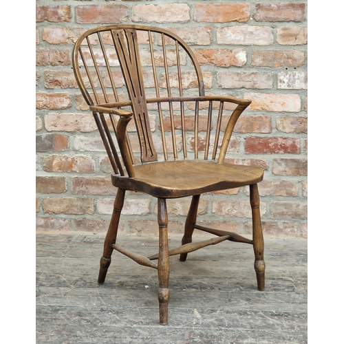 1282 - Late 19th century elm, beech and ash country stick back chair