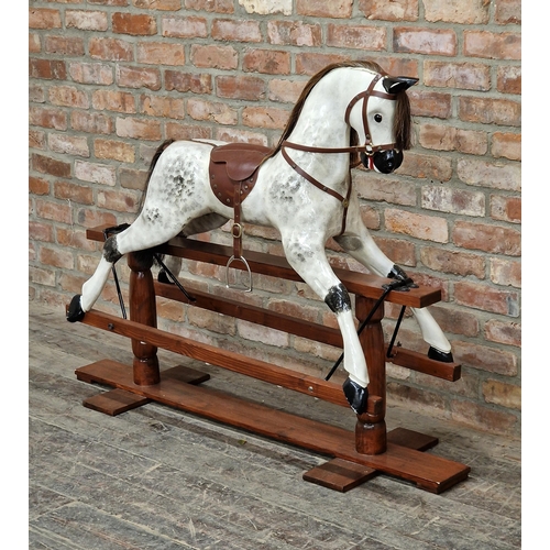 1286 - Mystic Mounts - dapple grey rocking horse crafted by Robert Thomson with paperwork, H 109cm x W 148c... 