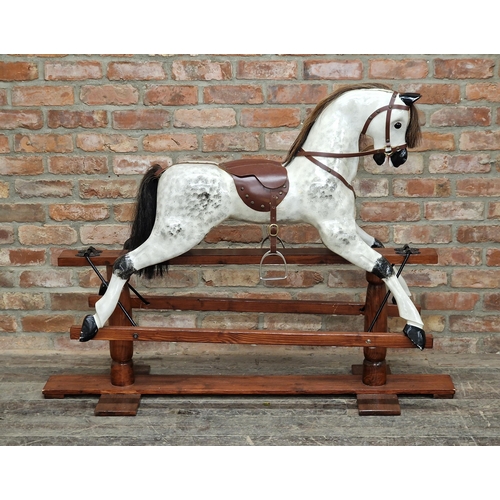 1286 - Mystic Mounts - dapple grey rocking horse crafted by Robert Thomson with paperwork, H 109cm x W 148c... 