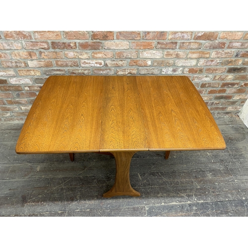 1138 - 1970s teak drop-leaf dining table, 137cm x 90 D x  73H