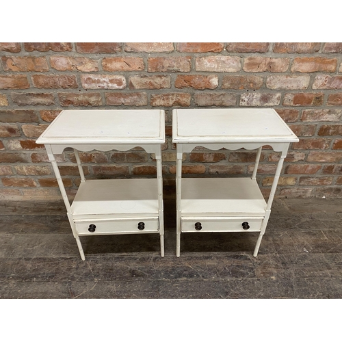 1231 - Pair of Georgian style hand painted and distressed bedside tables with frieze drawer to under tier. ... 