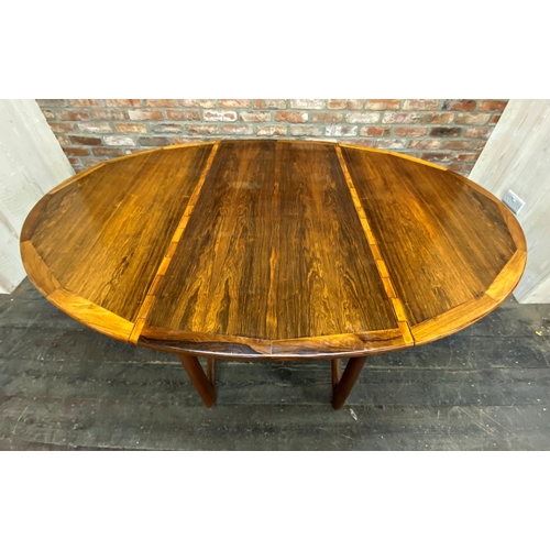 1146 - Kurt Ostervig for Jason Mobler - Danish rosewood gateleg dining table with superior rosewood crossba... 