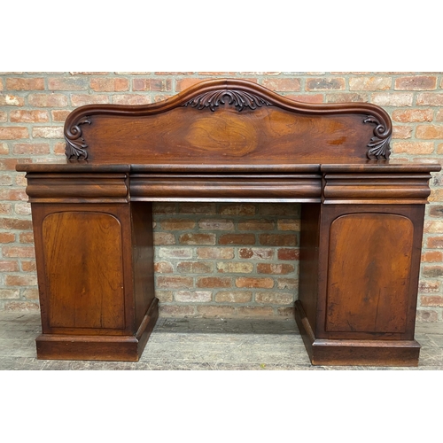 1283 - Unusual 19th century Australian cedar twin pedestal sideboard chiffonier, believed to be made by the... 