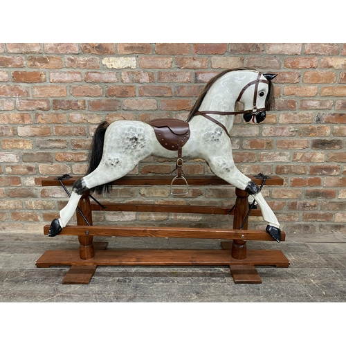 1286 - Mystic Mounts - dapple grey rocking horse crafted by Robert Thomson with paperwork, H 109cm x W 148c... 