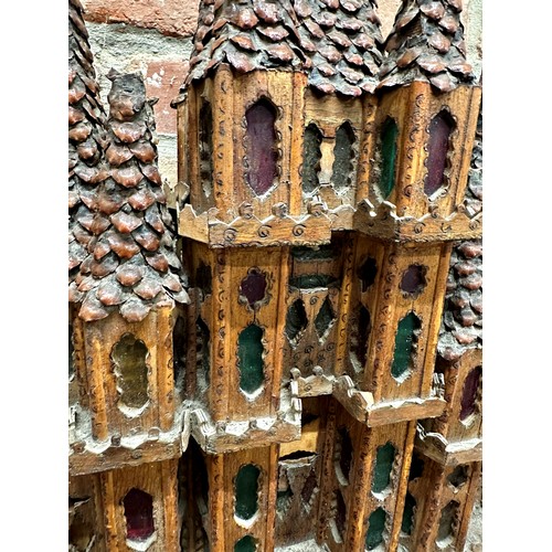 2286 - Late 19th Century folk art scratch built Betlam church W 48cm, H 63cm, D 24cm