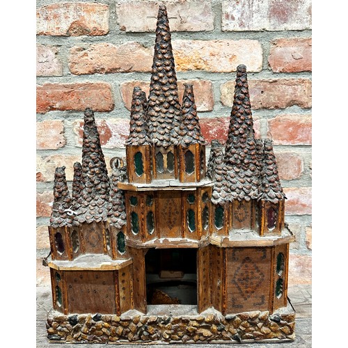 2286 - Late 19th Century folk art scratch built Betlam church W 48cm, H 63cm, D 24cm