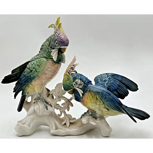 2195 - Karl Ens porcelain character group of Cockatoos, 27cm high