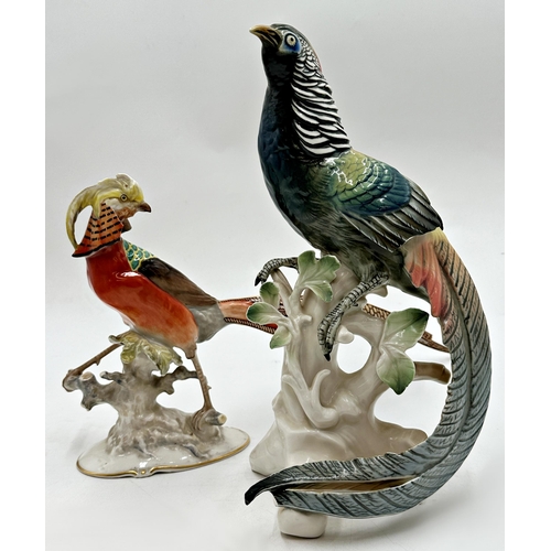 2201 - Karl Tutter for Hutschenreuther porcelain Golden Pheasant with Karl Ens porcelain Lady Amherst Pheas... 