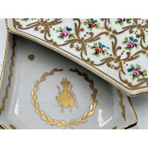 2202 - Collection of Limoges cabinet porcelain to include three pin trays, scallop shell dish, beaker and t... 