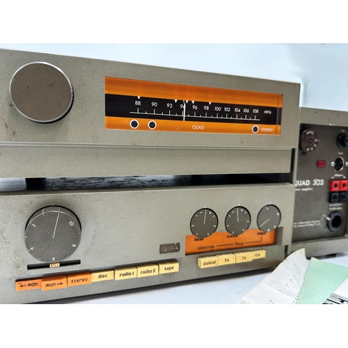 170 - Vintage Quad 33 Pre-amplifier, 303 Power amplifier & FM3 Tuner With Instructions (3)