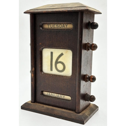 2339 - Wooden Perpetual Desktop Calender. H 21cm.