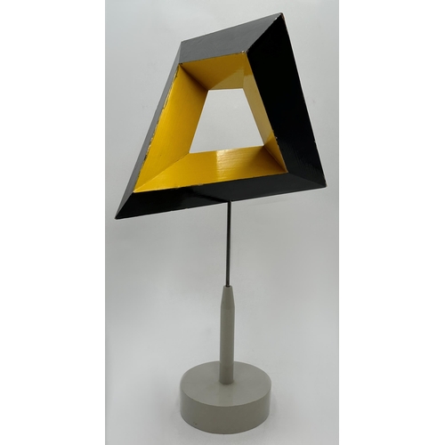 1165 - Mounted Modernist Styled Abstract Impossible Triangle Structure. H 50cm.