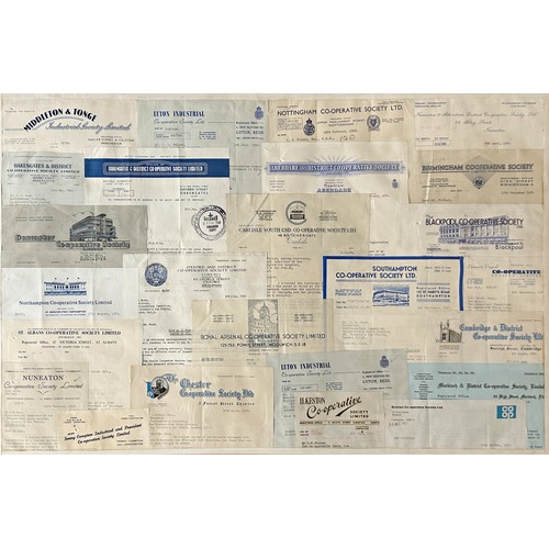 403 - Set of four collages of vintage receipts from famous retailers, each collage have a differing predom... 