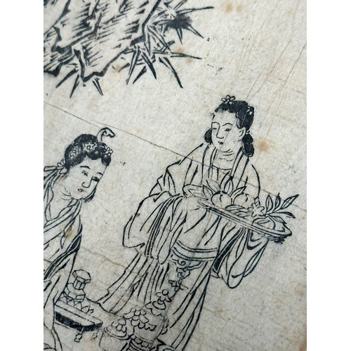 2271 - 18th century Japanese school - 'Xi Wangmu', black and white woodblock print, 21 x 14.5cm, framed