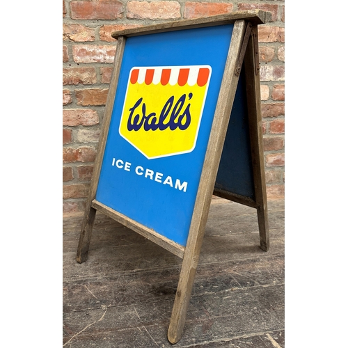 405 - Advertising - Walls Ice Cream, folding wooden A-Board fitted with two tin signs, 82cm high when open