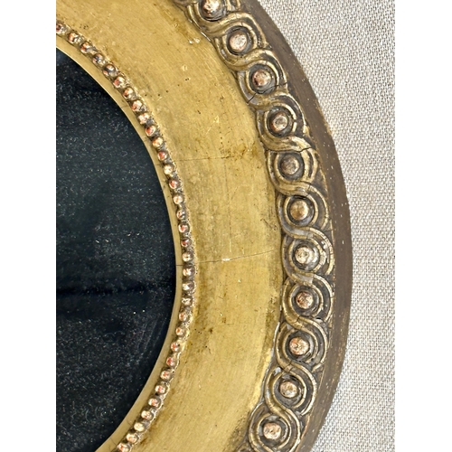 1072 - Small 19th century giltwood and gesso oval wall mirror, 40 x 34cm