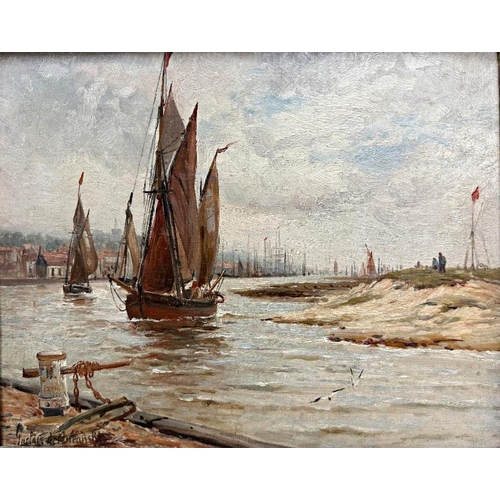 1376 - Gustave de Breanski (1859-1899) - Fishing Boats off a Harbour and Fishing Boats off a Sandy Bank, si... 