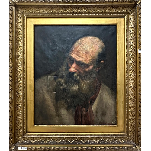 E* Woodley? (19th century) - bust portrait of a bald bearded gentleman ...