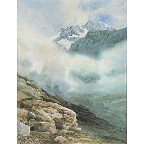 1382 - George Strachan (1872-1913) - Mountainous landscape, signed, watercolour, 86 x 58cm, framed