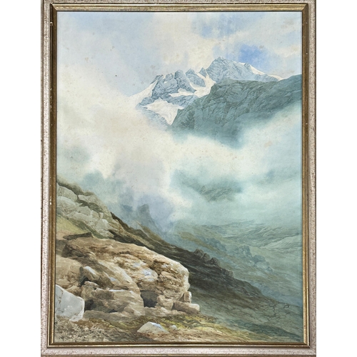 1382 - George Strachan (1872-1913) - Mountainous landscape, signed, watercolour, 86 x 58cm, framed