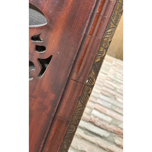 1074 - Georgian mahogany fretwork mirror, 93 x 53cm