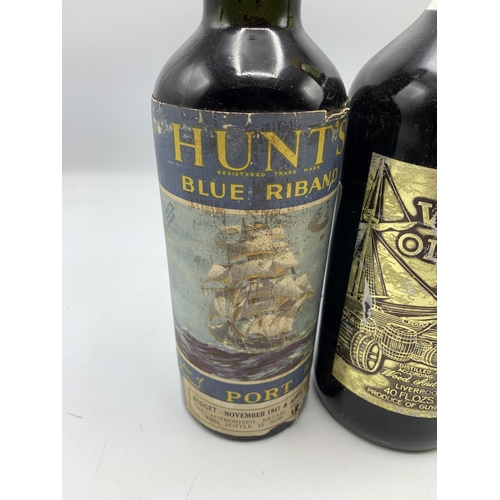 2351 - Vintage Bottle Of Woods Old Navy Rum With A Hunts Blue Riband Port (2)