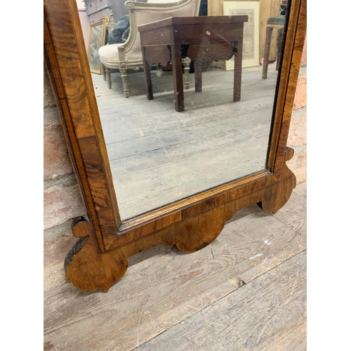 1063 - Early 18th Century Walnut Wood Fretwork Mirror. 68cm x 34cm.