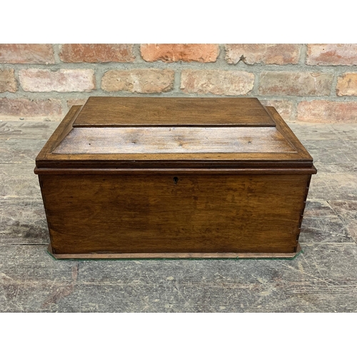 2287 - Large wooden Collectors box with later fitted compartmented interior. W 40cm x D 25cm x H 22cm.