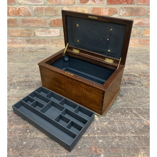 2287 - Large wooden Collectors box with later fitted compartmented interior. W 40cm x D 25cm x H 22cm.