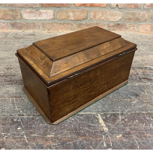 2287 - Large wooden Collectors box with later fitted compartmented interior. W 40cm x D 25cm x H 22cm.